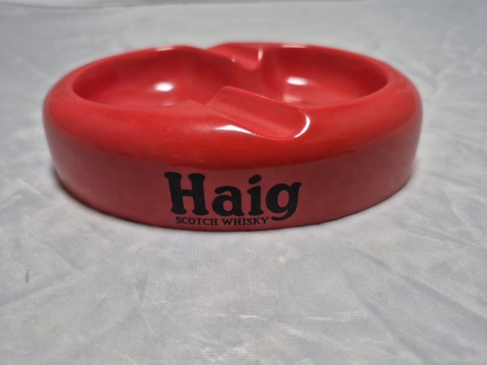 💥 Vintage Haig Scotch Whisky Advertising Ashtray Porcelain Red England "5 T